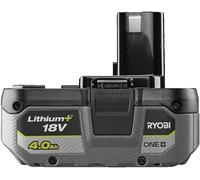 Ryobi RB1840 XG, Batteria al Litio 18V One+ 4.0Ah Compatta, Batteria di Lunga Durata con 4 Indicatori dello Stato di Carica, Tecnologia IntelliCell, Scocca con Protezione dagli Impatti