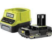 Ryobi RC18120-120CG, Kit Batteria al Litio 2.0Ah e Caricabatteria Rapido 2.0A 18V One+, Batteria di Lunga Durata con 4 Indicatori dello Stato di Carica, Tecnologia IntelliCell, Fai da Te