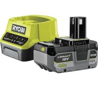 Ryobi RC18120-140XG, Kit Batteria al Litio 18V One+ 4.0Ah e Caricabatteria Rapido 2.0A, Batteria di Lunga Durata con 4 Indicatori dello Stato di Carica, Tecnologia IntelliCell, Fai da Te