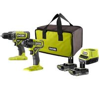 Ryobi RCK182G-220S, Kit di Utensili 18V One+ da 2 pezzi, Trapano Avvitatore + Impulsi + Caricabatteria + 2 batterie da 2.0Ah