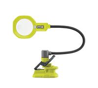 Ryobi RML18-0 Torcia con Lente d’Ingrandimento e Pinza 18V ONE+, Batteria non Inclusa, con 20 Luci LED da 850 Lumens, Illumina Fino a 4 Metri, con Tecnologia CCT di 5700K