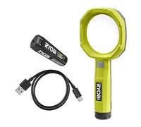 RYOBI RML4-120G Lente d'Ingrandimento Illuminata a Batteria 4V USB Lithium, 2 Intensità: 60/200 lumen, Ingrandimento x3, Include 1 Batteria 4V 2,0Ah USB Lithium e Cavo di Ricarica USB-C