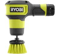 Ryobi RSCR4-120G, Spazzola Elettrica senza Fili a Batteria 4V USB 2.0Ah + Caricabatterie, Testina Rotonda da 5 cm, Grado di Protezione IPX7, Batteria Ricaricabile al Litio USB + Cavo