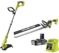 Ryobi RY18LT18HTA-120, Set Due Utensili a batteria 18V, Tagliabordi + Tagliasiepi + 1 Batteria al Litio 2.0Ah + Caricatore