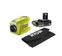 Ryobi RYSP21ABI150B-120 Kit da Viaggio 18V ONE+: Pannello Solare da 21W + Trasformatore/Caricatore + Batteria al Litio 18V 2,0Ah