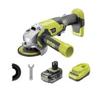 Ryobi Smerigliatrice Angolare a Batteria 18V ONE+, Disco 115 mm, 7500 giri/min, con Batteria 4.0Ah e Caricatore, R18AG-1C40GP