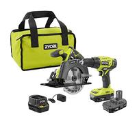Ryobi Starter kit P1816 18V trapano e sega circolare con due batterie da 1,5 Ah e caricatore