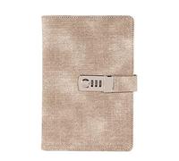 RYRYR Quaderno con password vintage, diario segreto retrò codice bloccabile, 1 blocco note in pelle A5, agenda settimanale, cancelleria, di viaggio, quaderni(Beige)