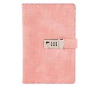 RYRYR Quaderno con password vintage, diario segreto retrò codice bloccabile, 1 blocco note in pelle A5, agenda settimanale, cancelleria, di viaggio, quaderni(Pink)