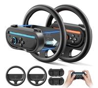 Rysker 2 Confezioni Dock di Volanti & Grip per Nintendo Switch 2 2025, Volante da Corsa con Joy-con 2 Impugnatura Staccabile per Mario Kart World 8 Deluxe, Volanti Switch 2 Accessories Kit (Nero)