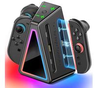 Rysker 4 in 1 Dock di Ricarica per Switch 2, Caricatore per 4 Joy-con 2 con 9 Modalità di Luce RGB, Stazione di Ricarica per SW2 Rapida Magnetica, Nintendo Switch 2 Accessori