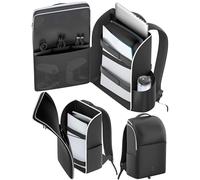 Rysker Zaino per Console PS5/ Slim/ Pro, Custodia PS5 con Protezione Completa, Borsa di Grande Capacità per Controller, PS Portal, Laptop, Schede di Gioco, Zaino Playstation 5 con 3 Tasche per Cavi