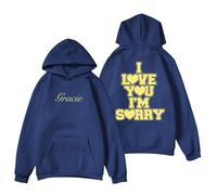 RYSXJLX Gracie Abrams I Love You I'm Sorry 2024 Felpa con cappuccio unisex retrò moda classica a maniche lunghe, Marina Militare, XL