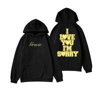 RYSXJLX Gracie Abrams I Love You I'm Sorry 2024 Felpa con cappuccio unisex retrò moda classica a maniche lunghe, Nero , M