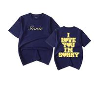 RYSXJLX Gracie Abrams Merch I Love You I'm Sorry Logo T-Shirt Donna Uomo Moda Casual Manica Corta Tee, Marina Militare, M