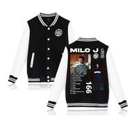 RYSXJLX Milo J Jacket Milo J 166 Album Baseball Giacca Donna Uomo Giacca a maniche lunghe Streetwear (nero) 3XL), Nero , 3XL