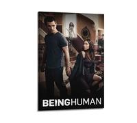 RYTWQRWE Poster con scritta "Being Human", decorazione artistica da parete su tela, stile vintage, per soggiorno, camera da letto, 30 x 45 cm, con cornice
