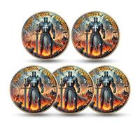 RYUKENLM 5 monete della sfida dei cavalieri templari, fede, onore, vittoria, simbolo di coraggio e forza divina, regalo ideale per gli appassionati di storia, fede e guerrieri