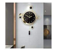 RYUQW3RE Orologio da Parete Orologio da Parete Art Deco Soggiorno Orologio da Parete di Lusso a Pendolo in Oro Nero Design Moderno Muto scandinavo Unico(L)