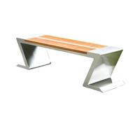 RYUQW3RE Panchine da patio Panca da esterno con seduta in legno e acciaio inossidabile a zig-zag, Park Plaza Courtyard Bench(150cm)