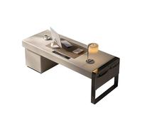 RYUQW3RE Scrivania per computer Scrivania for PC portatile con prese e porta, moderna scrivania in pelle con borsa portaoggetti(120cm)