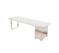 RYUQW3RE Scrivania per computer Scrivania moderna con ripiani aperti, piano in pietra e struttura in acrilico, tavolo for laptop bianco, scrivania for ufficio domestico(White,140cm)