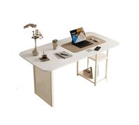 RYUQW3RE Scrivania per computer Tavolo da ufficio bianco con ripiani portaoggetti a 2 livelli, moderno, semplice, for studio, laptop e scrittura(120cm)