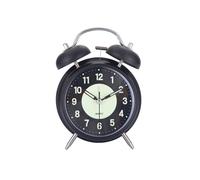 RYUQW3RE Sveglia Sveglia retrò in metallo con doppia campana e luce notturna, silenziosa, senza ticchettio, luminosa, al quarzo, analogica, da tavolo(Black)
