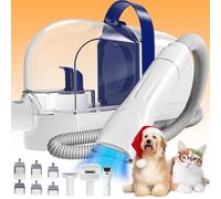 Rywell Aspirapolvere da 1,5 l per cani e gatti, kit per toelettatura cani a basso rumore da 12 kpa con tagliacapelli, strumenti per la rimozione e 5 pettini