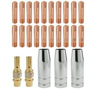 RYXZEN 25 Pezzi Parti Usurate Accessori per Saldatrice a Gas di Protezione per Saldatura AK15 MB15, 20 Ugelli per Poveri M6 0,6mm 0,8mm 0,9mm 1,0mm 1,2mm 3 Ugelli per Gas 2 Portaugelli con Molle Fisse