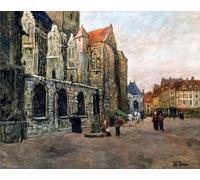 RZHRHJES Astratta della Poster Stampa su Tela Stampe Nordico Pittura Chiesa di San Giacomo a Dieppe Frits Thaulow per Decorazioni per la Casa 60x90cm