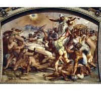 RZHRHJES Astratta della Poster Stampa su Tela Stampe Nordico Pittura Giosuè che oscura il sole Affresco nella Loggia Vaticana di Raffaello per Decorazioni per la Casa 60x90cm