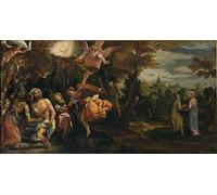 RZHRHJES Astratta della Poster Stampa su Tela Stampe Nordico Pittura il Battesimo e le Tentazioni di Cristo di Paolo Veronese per Decorazioni per la Casa 60x90cm