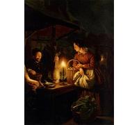 RZHRHJES Astratta della Poster Stampa su Tela Stampe Nordico Pittura il mercato a lume di candela di Petrus Van Schendel per Decorazioni per la Casa 60x90cm