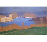 RZHRHJES Astratta della Poster Stampa su Tela Stampe Nordico Pittura il porto di Marsiglia di Felix Edouard Vallotton per Decorazioni per la Casa 60x90cm