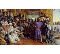 RZHRHJES Astratta della Poster Stampa su Tela Stampe Nordico Pittura il Ritrovamento del Salvatore nel Tempio di William Holman Hunt per Decorazioni per la Casa 60x90cm