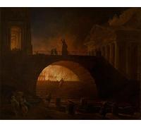 RZHRHJES Astratta della Poster Stampa su Tela Stampe Nordico Pittura Il rogo di Hubert Robert per Decorazioni per la Casa 60x90cm