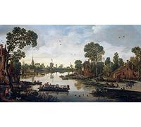 RZHRHJES Astratta della Poster Stampa su Tela Stampe Nordico Pittura il Traghetto di Isaiah Van De Velde per Decorazioni per la Casa 60x90cm