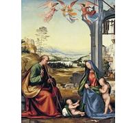 RZHRHJES Astratta della Poster Stampa su Tela Stampe Nordico Pittura la Sacra Famiglia con Govannis Battista di Fra Bartolommeo per Decorazioni per la Casa 60x90cm