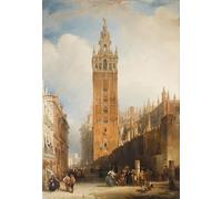 RZHRHJES Astratta della Poster Stampa su Tela Stampe Nordico Pittura la torre moresca di Siviglia detta la Giralda di David Roberts per Decorazioni per la Casa 60x90cm