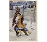 RZHRHJES Astratta della Poster Stampa su Tela Stampe Nordico Pittura Lotta tra orsi al tempo dello zar Feodor I Ivanovich di Russia di Mikhailovich Vasnetsov per Decorazioni per la Casa 60x90cm