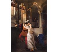 RZHRHJES Astratta della Poster Stampa su Tela Stampe Nordico Pittura l'ultimo bacio di e Guliettas di Francesco Hayez per Decorazioni per la Casa 60x90cm