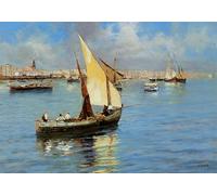 RZHRHJES Astratta della Poster Stampa su Tela Stampe Nordico Pittura Porto Di Napoli per Decorazioni per la Casa 60x90cm
