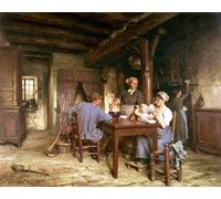 RZHRHJES Astratta della Poster Stampa su Tela Stampe Nordico Pittura Pranzo di mezzogiorno di Leon Augustin Lhermitte per Decorazioni per la Casa 60x90cm