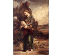 RZHRHJES Astratta della Poster Stampa su Tela Stampe Nordico Pittura Ragazza tracia che porta la testa di Orfeo sulla sua lira di Gustave Moreau per Decorazioni per la Casa 60x90cm