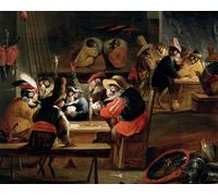 RZHRHJES Astratta della Poster Stampa su Tela Stampe Nordico Pittura Scimmie in una taverna di Ferdinand Van Kessel per Decorazioni per la Casa 60x90cm