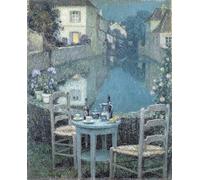 RZHRHJES Astratta della Poster Stampa su Tela Stampe Nordico Pittura Tavolino nel crepuscolo serale di Henri Eugene Augustin Le Sidaner per Decorazioni per la Casa 60x90cm