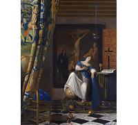 RZHRHJES Dipinto Astratto Decorativo Tela Immagini Stampe Immagine Allegoria della fede cattolica. di Jan Vermeer Van Delft per Decorazioni per la Casa 60x90cm
