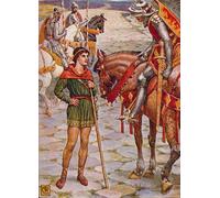 RZHRHJES Dipinto Astratto Decorativo Tela Immagini Stampe Immagine Il giovane Percival interroga Sir Owen di Walter Crane per Decorazioni per la Casa 60x90cm