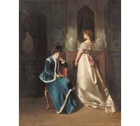 RZHRHJES Dipinto Astratto Decorativo Tela Immagini Stampe Immagine Il Visitatore Gustave Jean Jacquet per Decorazioni per la Casa 60x90cm